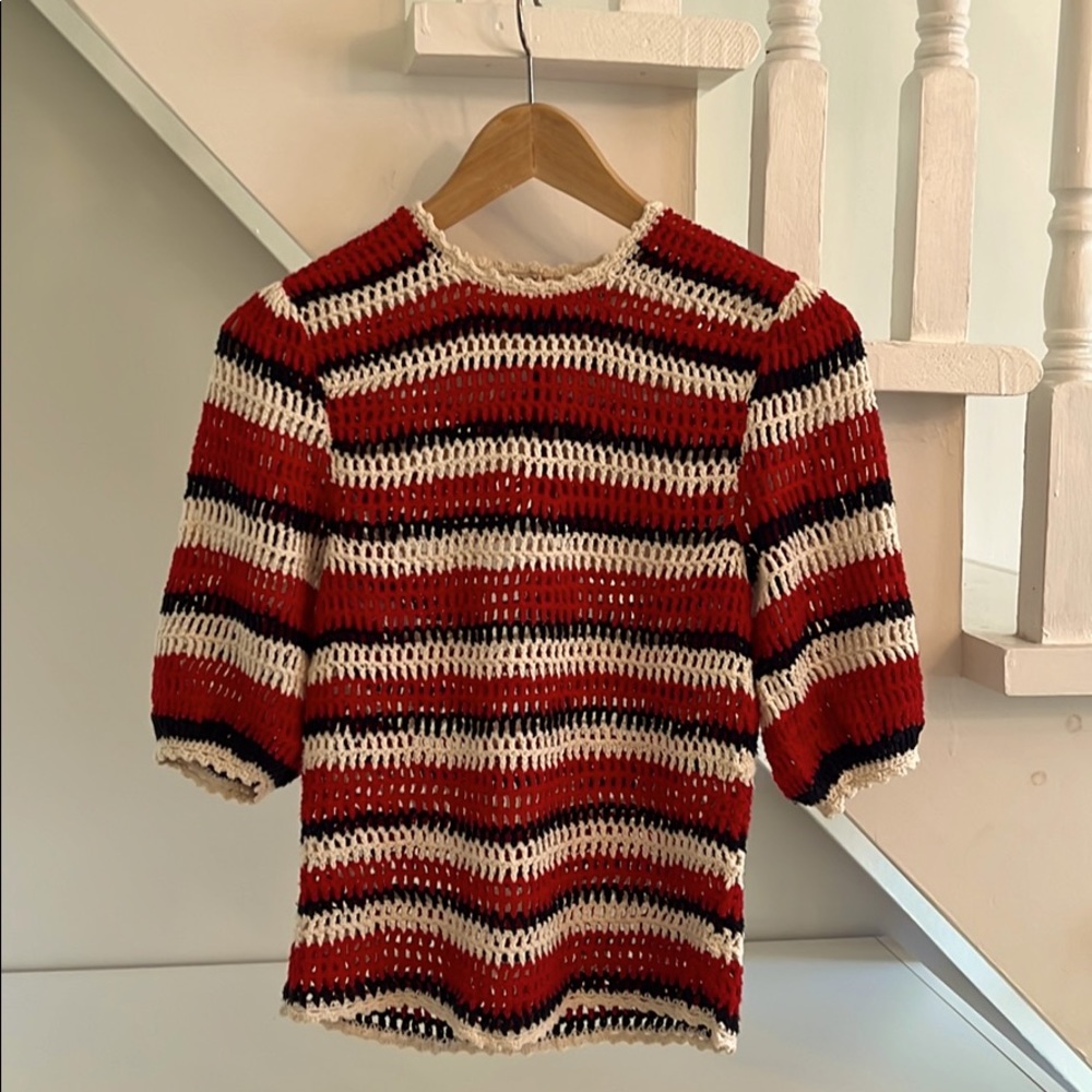 Ulla Johnson Amata Striped Crochet Top